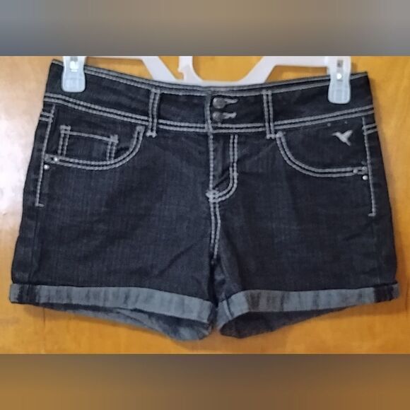 Grane Black Denim Cuffed Jean Shorts Jr Sz 9 - Picture 1 of 7